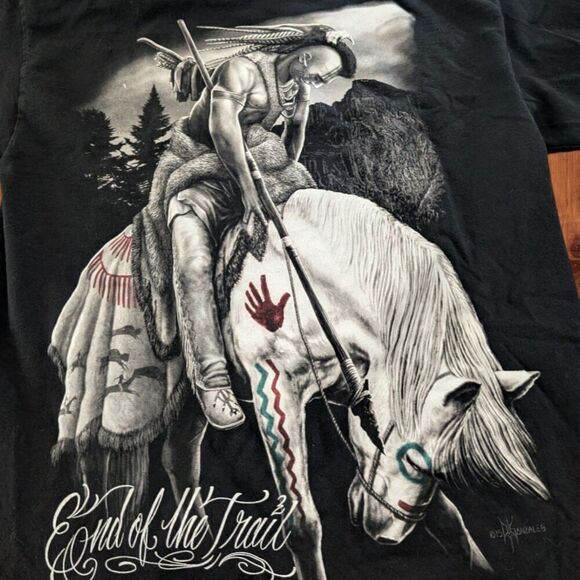 Retro Y2K Native American End Of The Trail Men's Western Shirt Large - Picture 3 of 8